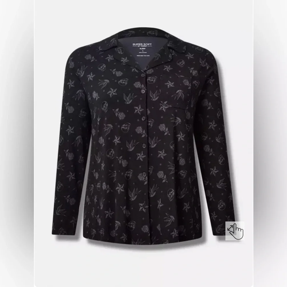 🆕 Torrid Super Soft Button Through Long Sleeve Sleep Shirt size 2 - Picture 5 of 10